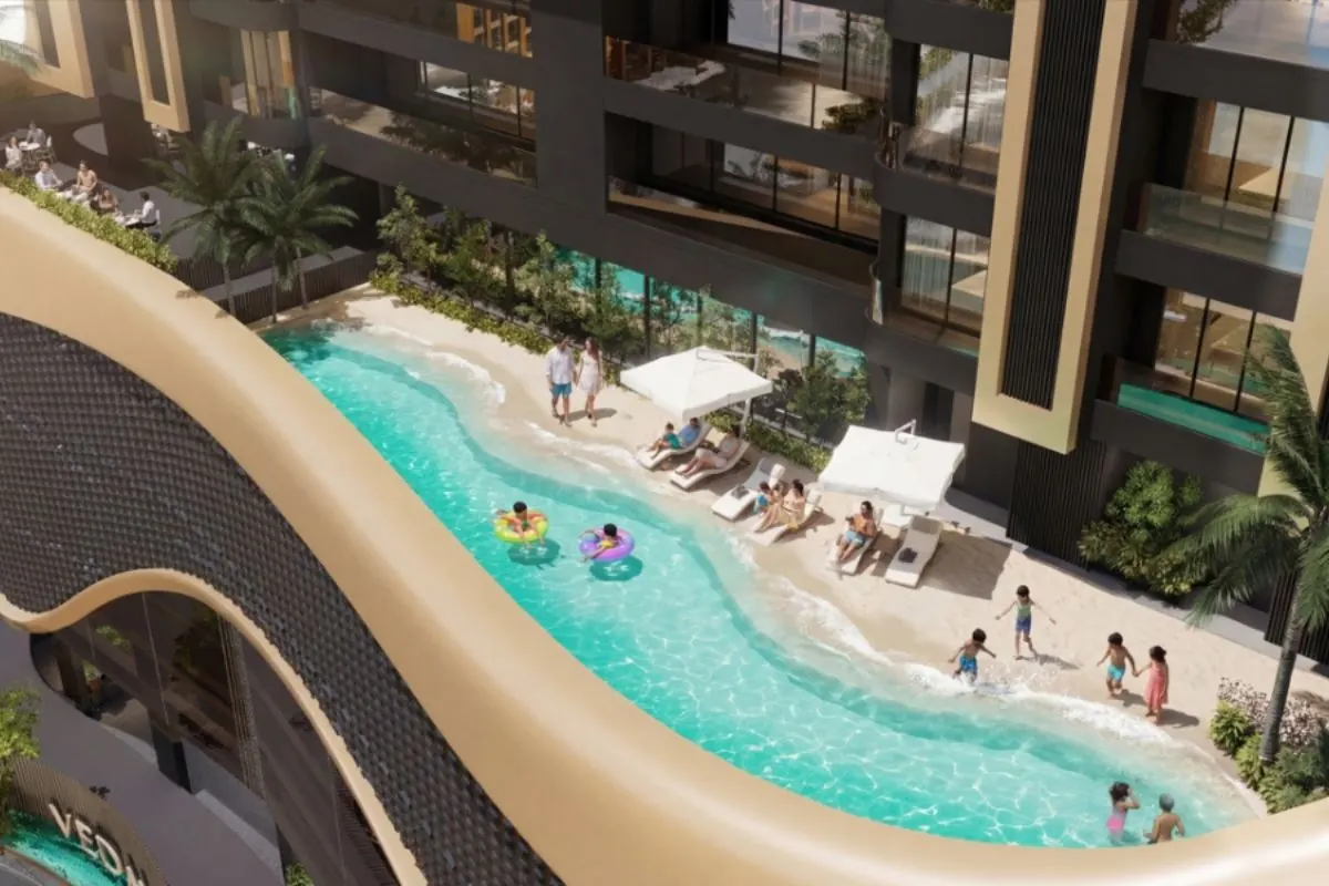 Swimming pool on the clubhouse level at Vedant Mayfair